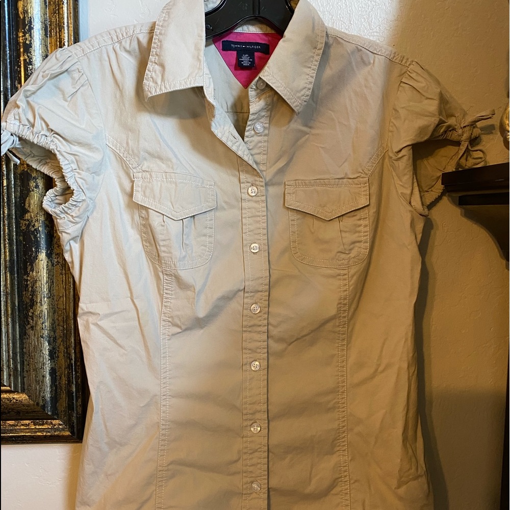 Tommy Hilfiger short sleeve button up tan